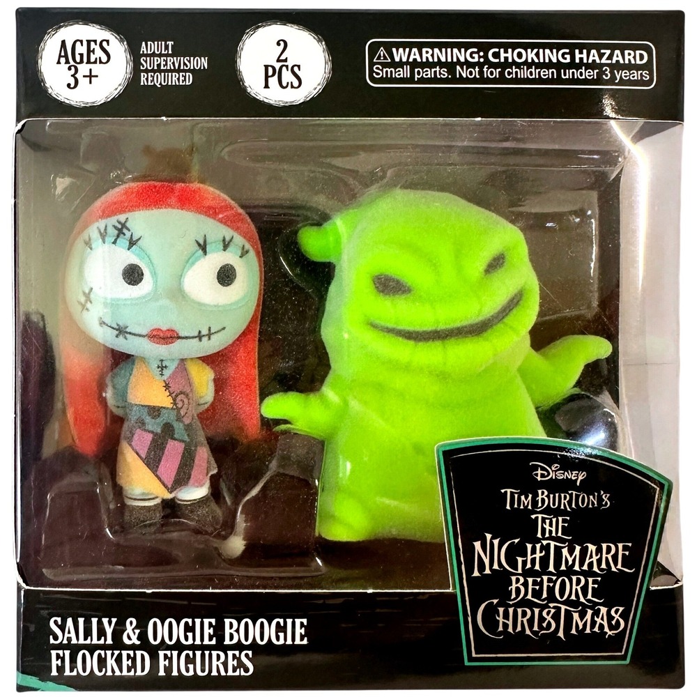Disney Nightmare Before Christmas Sally Oogie Boogie Flocked Figures 2pc New